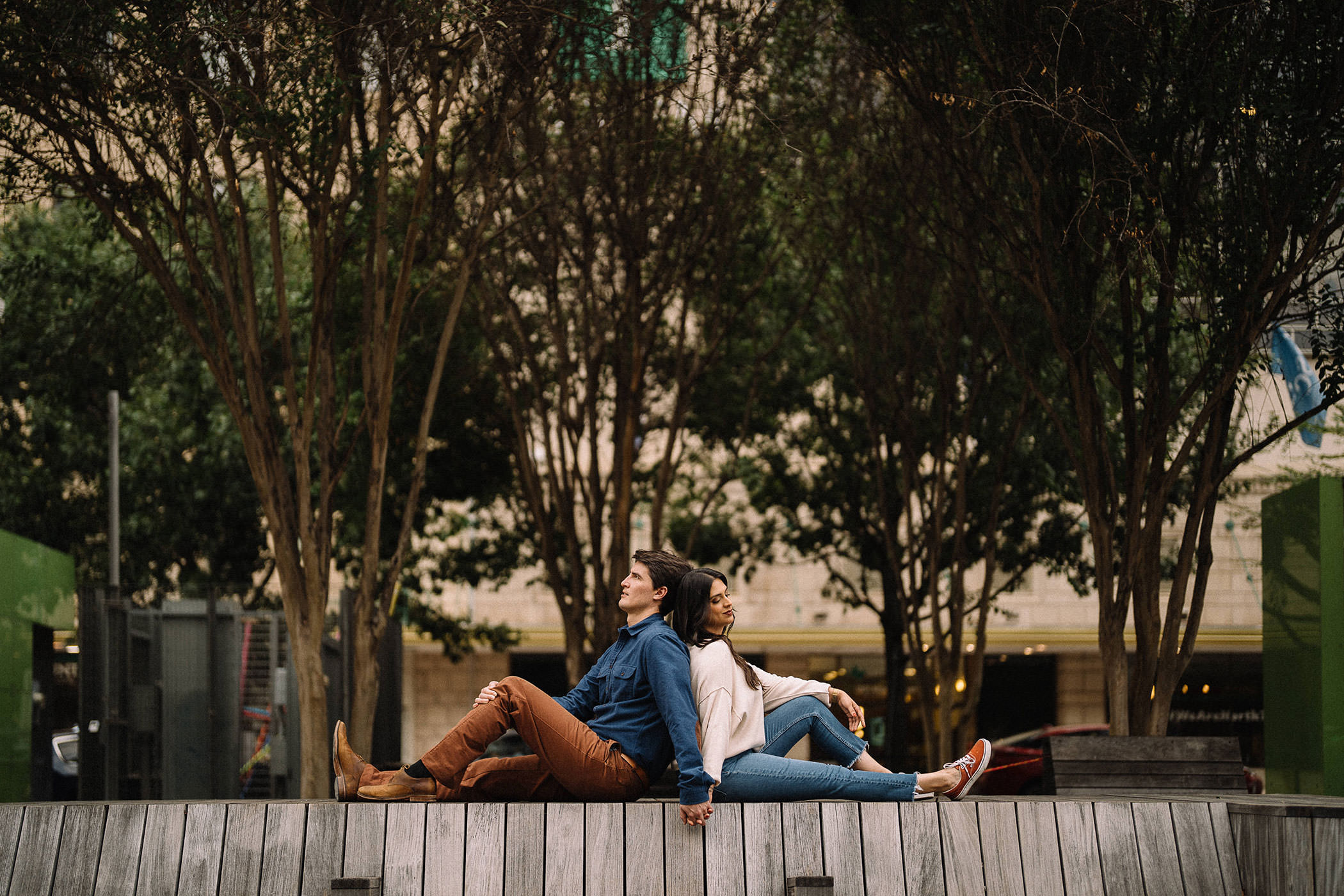 Engaged couple in downtown Dallas photographed by Hannah Hix